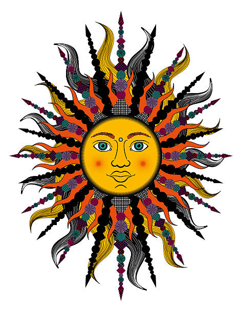 istock Colorful stylized sun. Bitmap in cheap popular style. 614607164