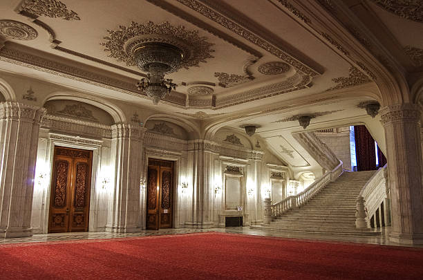 Interior of Palace of Parliament on  in Bucharest. Bucharest, Romania - May 5, 2014: Interior of Palace of Parliament on  in Bucharest.  ballroom stock pictures, royalty-free photos & images