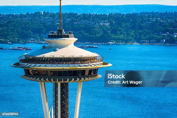 Seattles Space Needle Stock Photo - Download Image Now - Seattle, Space Needle, Aerial View