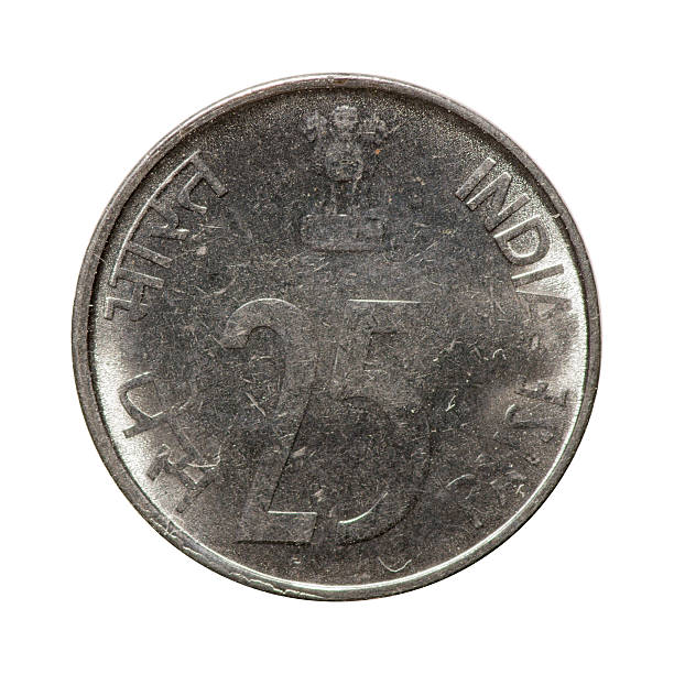 istock metal coin twenty-five paise India isolated on white background 614609096
