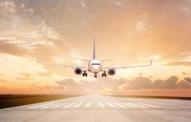 istock Passenger airplane Landing on pist 614610492