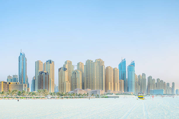 istock View from the beach to the skyscrapers in Dubai 614610886