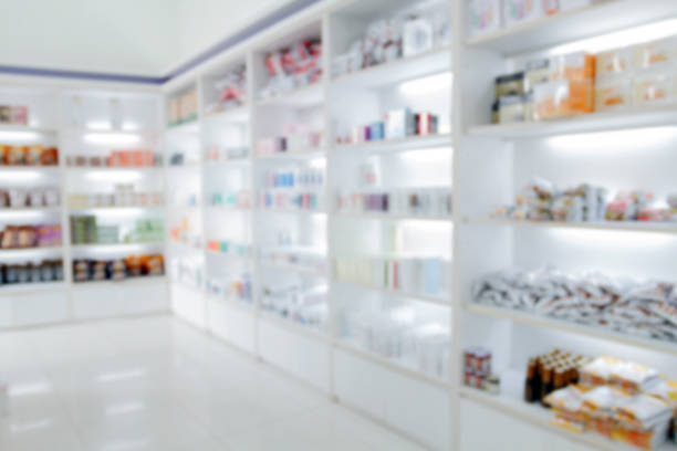 blurry medicine cabinet and store medicine and pharmacy drugstore - medicine cabinet medicine healthcare and medicine cabinet imagens e fotografias de stock