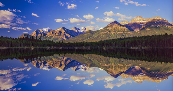 Lake with reflections in the Canadian Rockies, Banff NP, Canada