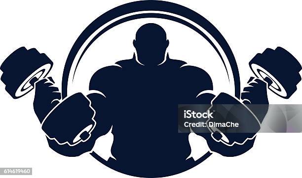 Muscled Man With Dumbbells Stock Illustration - Download Image Now - Weightlifting, Weight Training, Muscular Build