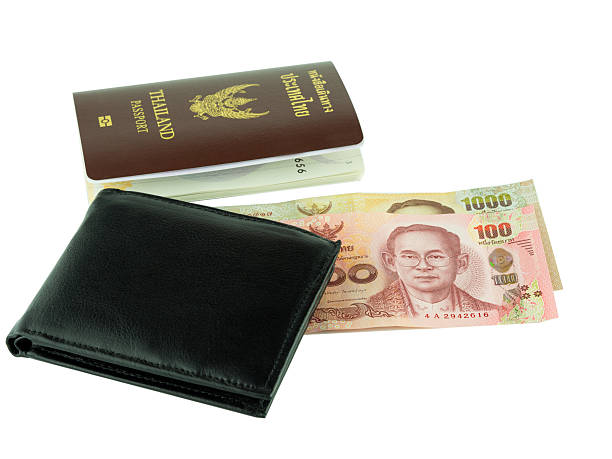 istock Passport, money and black wallet isolated on white background. 614622452