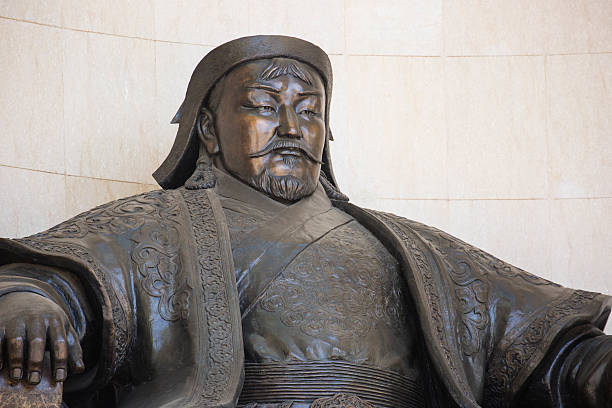 Ulan Bator, Mongolia - July 3, 2016: The statue of Genghis Khan at the Government Palace in Ulan Bator.