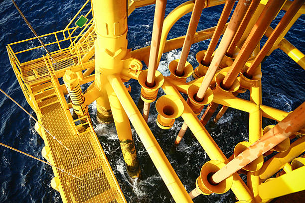 istock Offshore construction platform for production oil and gas 614630242