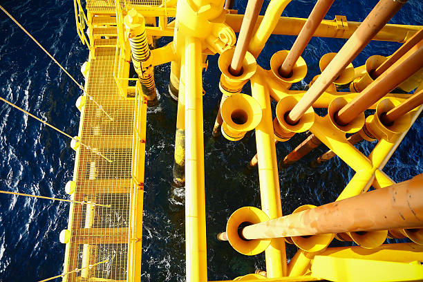 istock Offshore construction platform for production oil and gas, 614630432