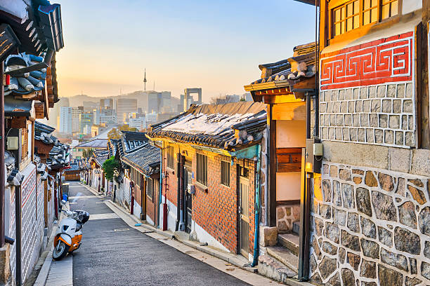 istock Traditional Korean style architecture at Bukchon Hanok Village 614632430