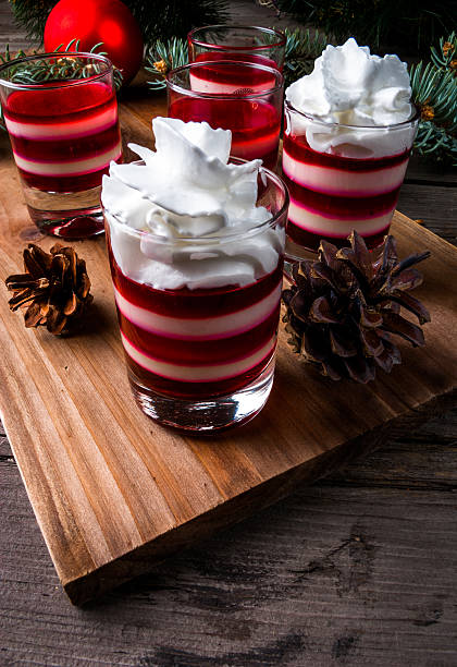 istock Christmas dessert, striped jelly 614632778