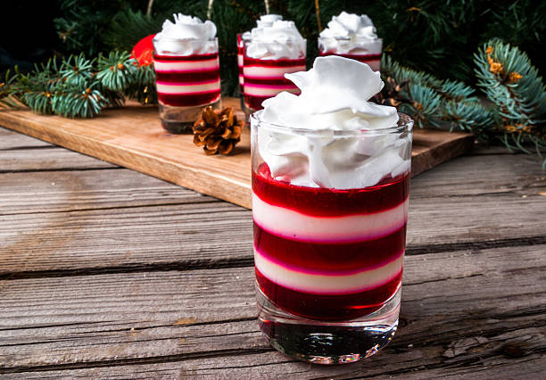istock Christmas dessert, striped jelly 614632780