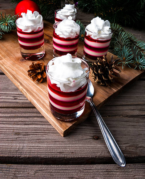 istock Christmas dessert, striped jelly 614632798