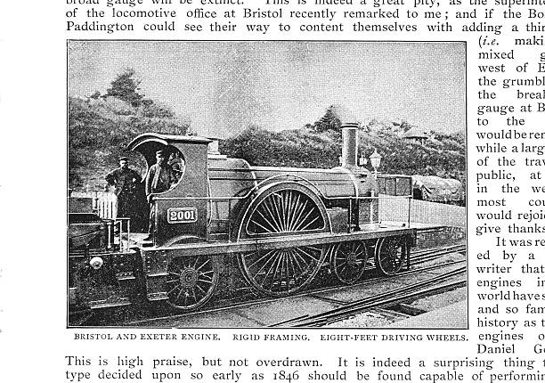 Victorian image Broad Gauge Bristol to Exeter Steam engine