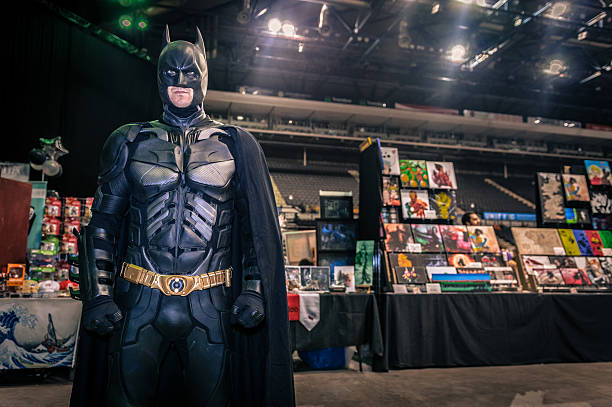 Cosplayer dressed as 'Batman' Sheffield, United Kingdom - June 11, 2016: Cosplayer dressed as 'Batman' from the 'Batman' series at the Yorkshire Cosplay Convention at Sheffield Arena cosplay event stock pictures, royalty-free photos & images