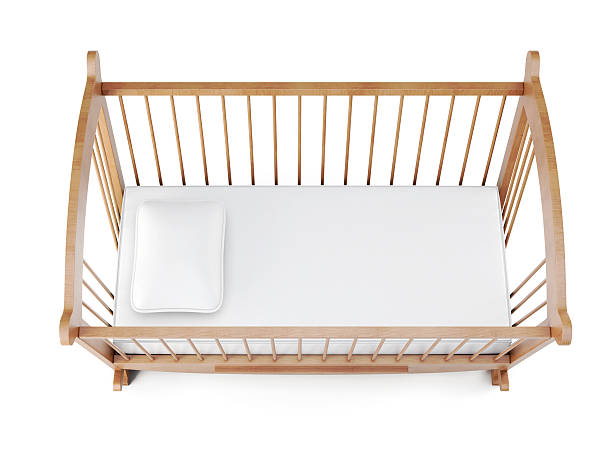 istock Wooden crib isolated on white background. 3d rendering 614636448