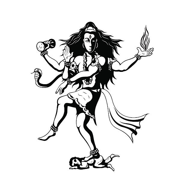 illustrazioni stock, clip art, cartoni animati e icone di tendenza di danzando dio shiva - shiva hindu god statue dancing