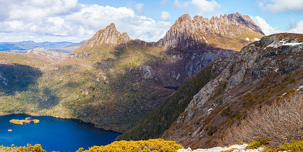 istock Dove lake and Cradle Moutain on bright sunny day. 614637542