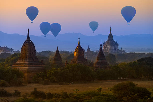 istock Hot air balloons in Bagan, Myanmar 614638430