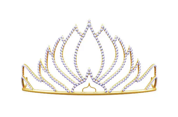 Photo of Golden diadem isolated on white background. 3d rendering