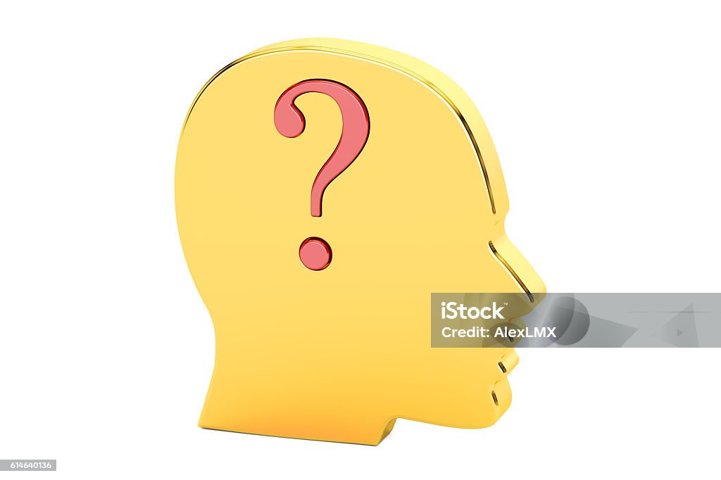 Question Angel Head Question Concept Human Golden Head With Question Mark 3d Rende Stock ...