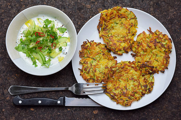 istock Crunchy potato and zucchini pancakes 614642174