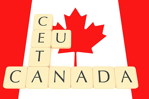istock Letter Tiles: CETA, EU, Canada With Canadian Flag, 3d illustration 614645848