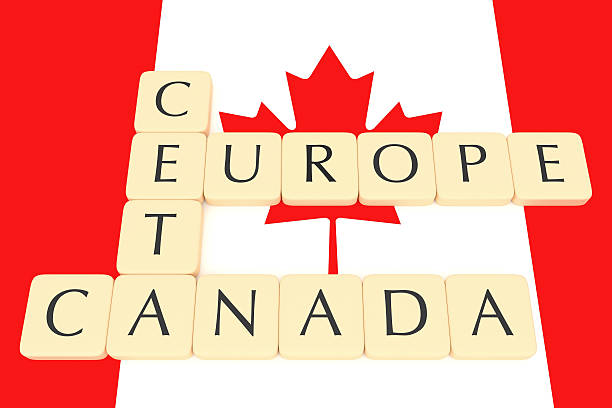 istock Letter Tiles: CETA, Europe, Canada With Canadian Flag, 3d illustration 614645874