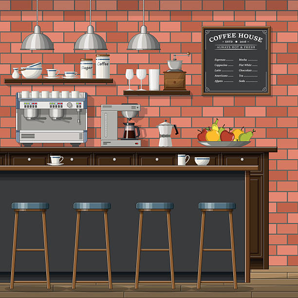 ilustracja klasycznej kawiarni - caffee stock illustrations