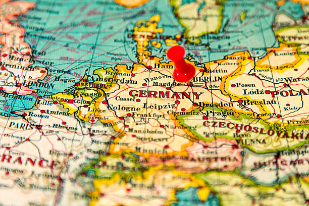 istock Berlin, Germany pinned on vintage map of Europe 614646790