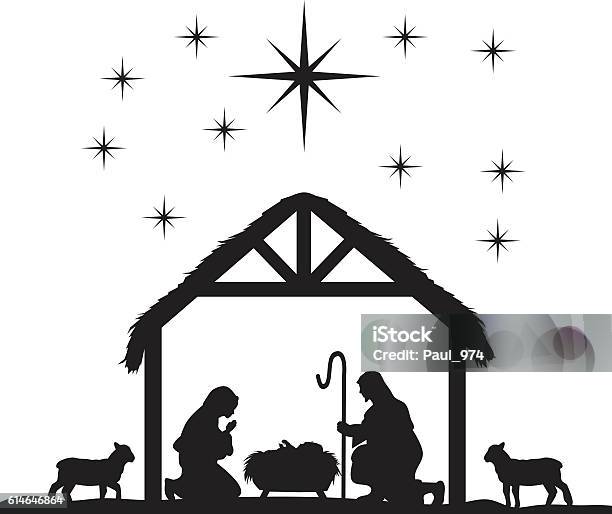 Nativity Scene Silhouettes Stock Illustration - Download Image Now - Nativity Scene, In Silhouette, Christmas