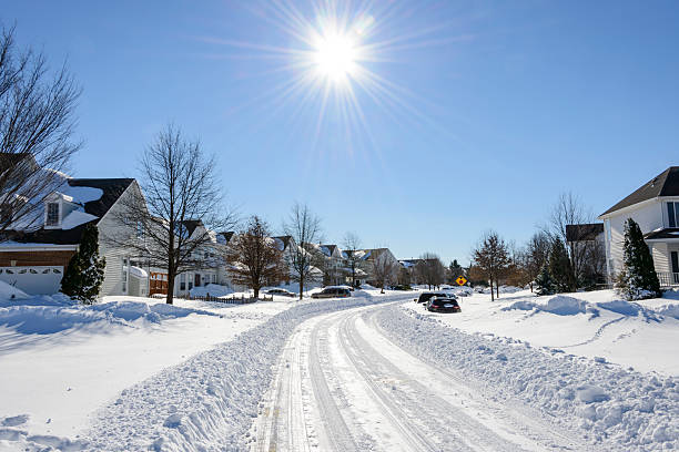 istock Snow covered street after a recent blizzard 614647088