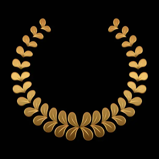 Vector illustration of Vector gold award wreaths, laurel on black background. Vector