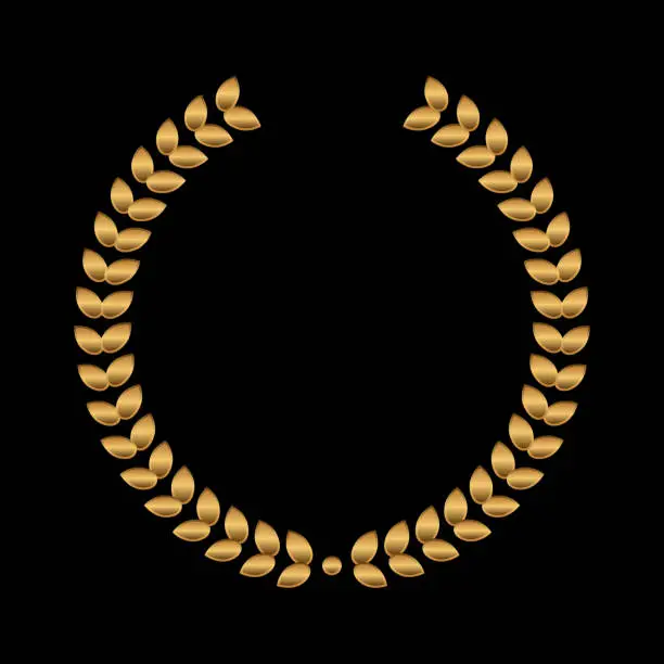 Vector illustration of Vector gold award wreaths, laurel on black background. Vector