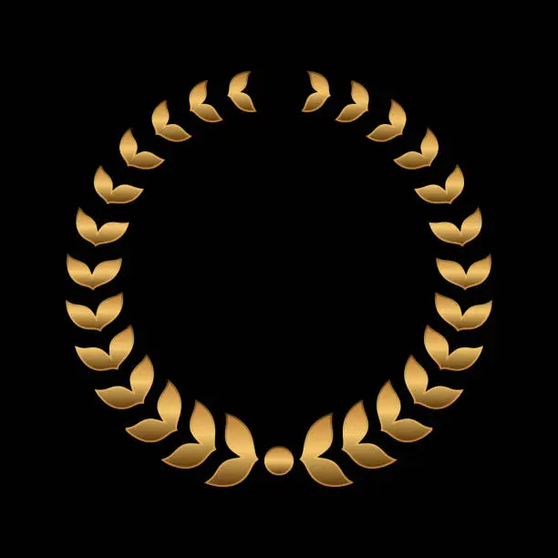 Vector illustration of Vector gold award wreaths, laurel on black background. Vector