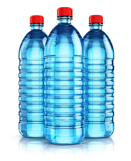 istock Group of blue plastic drink water bottles 614648718
