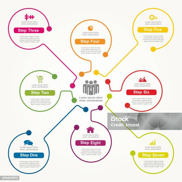 Infographic Design Template Vector Illustration Stock Illustration - Download Image Now - Number 8, Infographic, Flow Chart