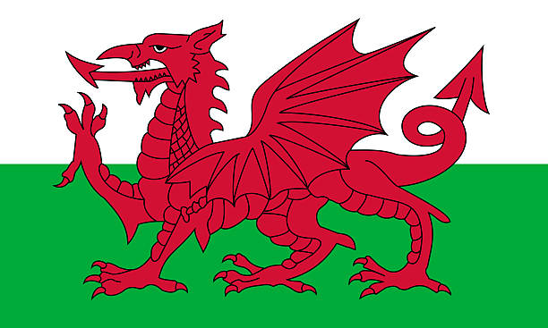 Flat Flag of Wales. The flag is flat  in original colors and aspect ratio.