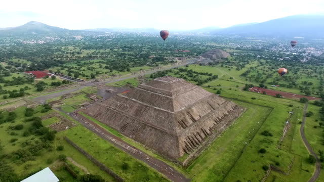 Aerial view of Teotihuacan pyramids in Mexico