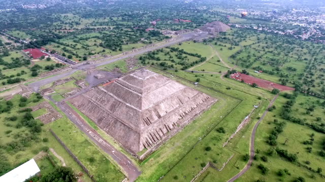Aerial view of Teotihuacan pyramids in Mexico
