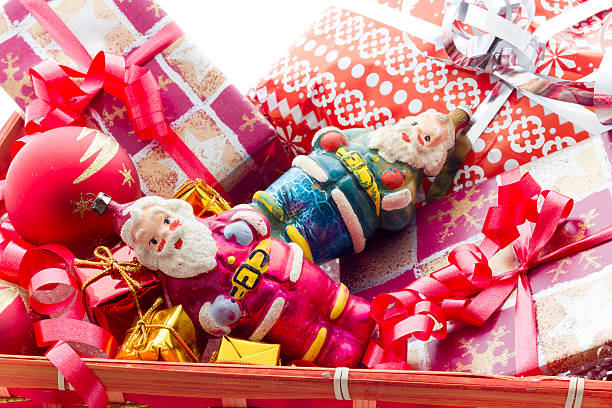 istock Basket with Christmas gifts 614702594