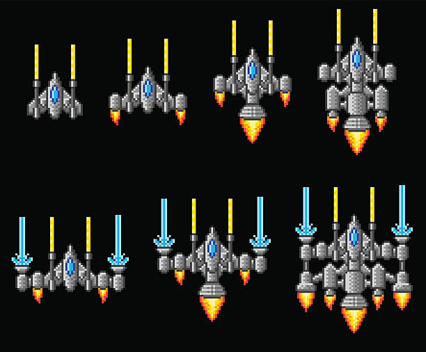 Vetores de Pixel Art Estilo Ovni Jogo De Arcade De Guerra Espacial Modelo  Explosão De Pixels E Nave Espacial Um Jogo Retrô De 8 Bits Inspirado Nos  Anos 90 Da Moda Espaço