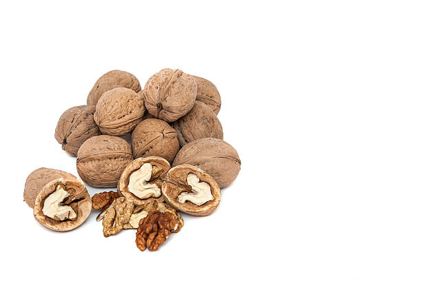 istock Group of walnuts Isolated on White Background 614707486