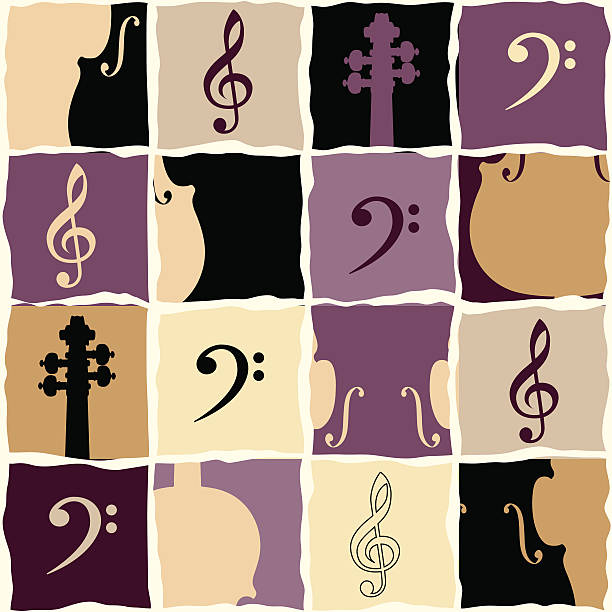 클래식 음악 배경 - musical note defocused musical staff treble clef stock illustrations