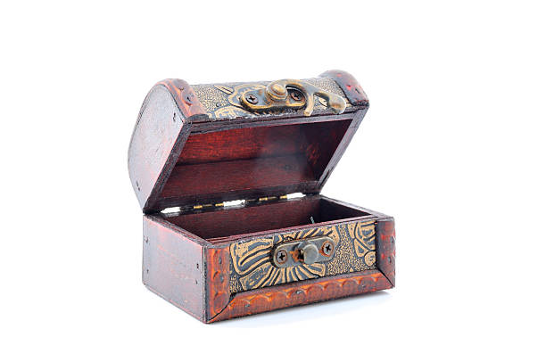 istock Vintage wooden chest over white 614711520