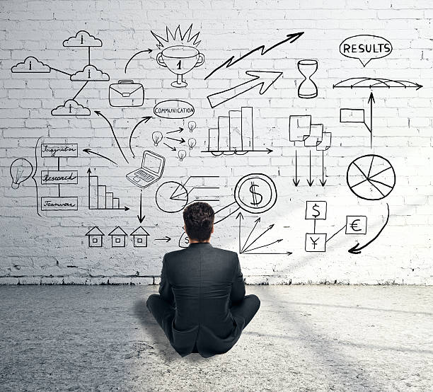 istock Man looking at business sketch 614711724
