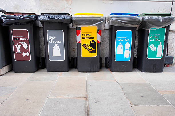Recycling bins stock photo