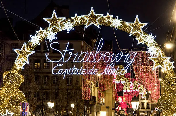 Photo of Entrance to the city centre of Strasbourg on Christmas time
