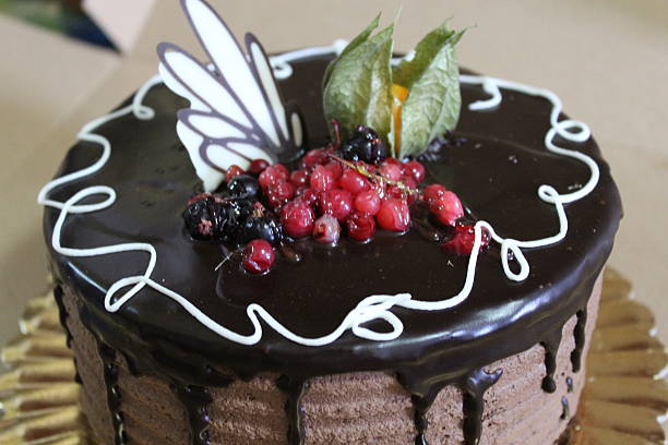 Close up of chocolate cake stock photo