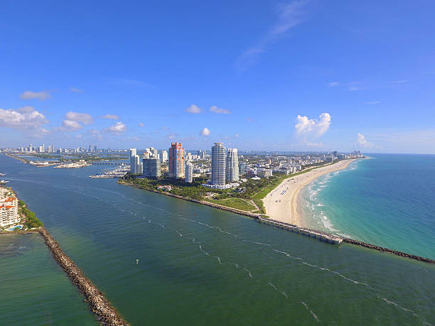 istock Aerial photo Miami Beach inlet 614717740